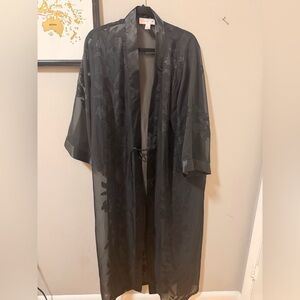Oscar de la Renta Black Sheer Kimono